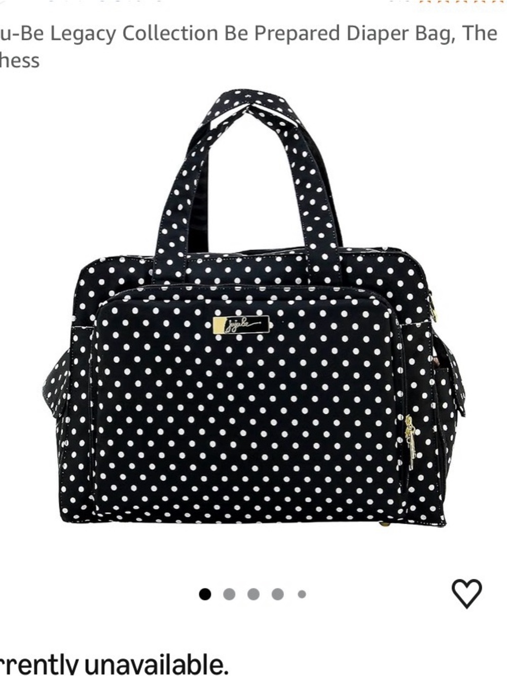 Ju-Ju-Be Black & White Polka Dot Diaper Tote